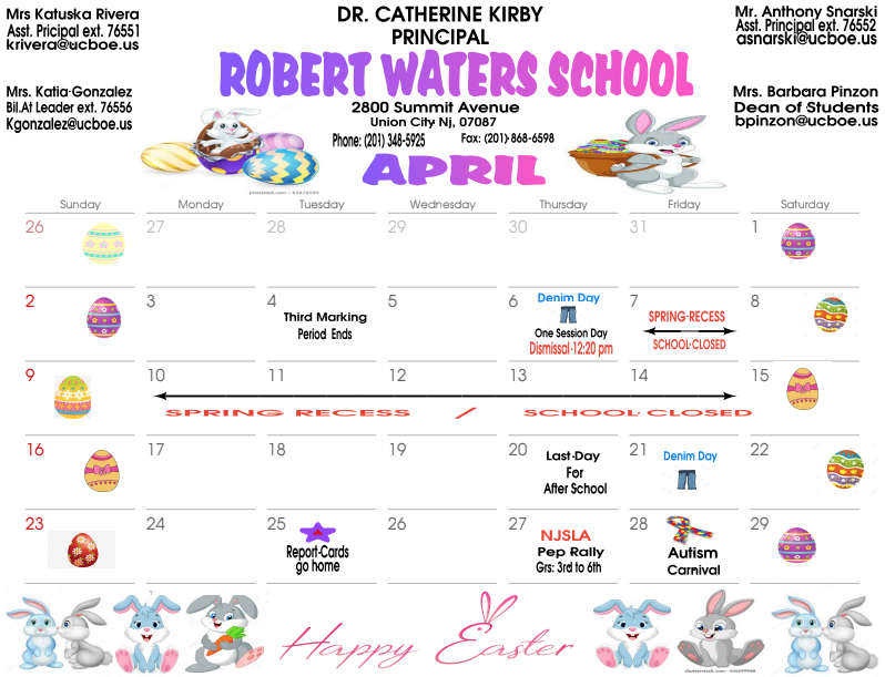 April 2023 Calendar-Robert Waters-English