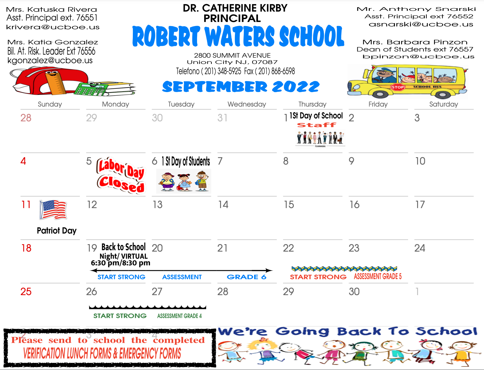 September 2022 Calendar-Robert Waters School-English