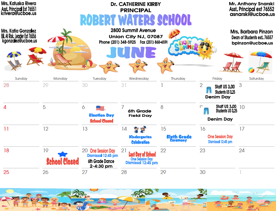 June 2023 Calendar-Robert Waters-English