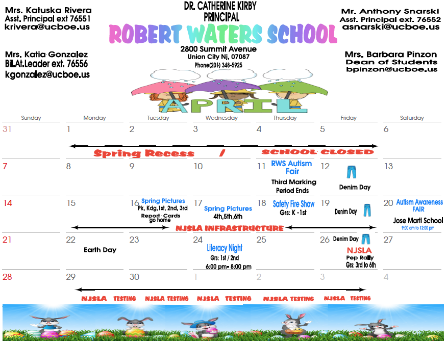 April 2024 Calendar-Robert Waters School